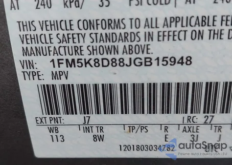 2018 Ford Explorer Xlt из США, поврежденный, VIN 1FM5K8D88JGB15948